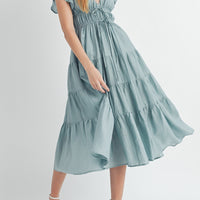 Ruffle Sleeve Summer Midi Dress