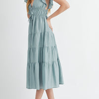 Ruffle Sleeve Summer Midi Dress