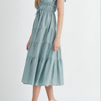 Ruffle Sleeve Summer Midi Dress