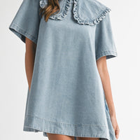 Collar Denim Mini Dress