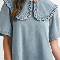 Collar Denim Mini Dress