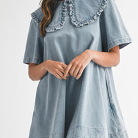 Collar Denim Mini Dress