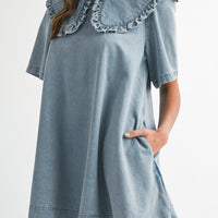 Collar Denim Mini Dress