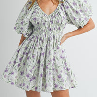 Floral Puff Sleeve Mini Dress