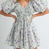 Floral Puff Sleeve Mini Dress
