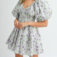 Floral Puff Sleeve Mini Dress