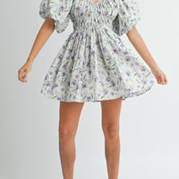 Floral Puff Sleeve Mini Dress