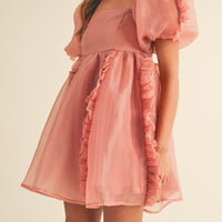 Organza Ruffle Mini Babydoll Dress