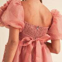 Organza Ruffle Mini Babydoll Dress