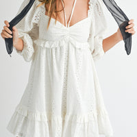 White Eyelet Lace Midi Dress