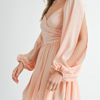 Back Lace Up Ruffle Mini Dress