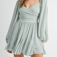 Back Lace Up Ruffle Mini Dress