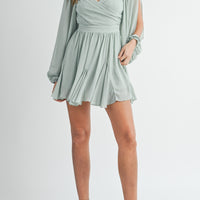 Back Lace Up Ruffle Mini Dress