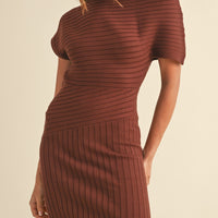 One Shoulder Ribbed Knit Midi Dress