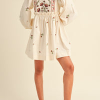 Floral Embroidered Babydoll Dress
