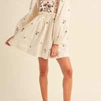 Floral Embroidered Babydoll Dress