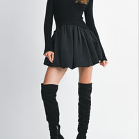 Knit Sweater with Bubble Mini Skirt Dress