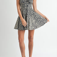 Leopard Bustier Lace Up Mini Dress