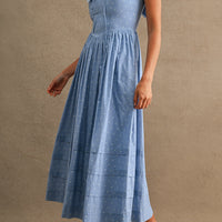 Polka Dot Sailor Collar Midi Dress