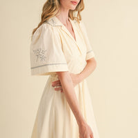 Embroidery Floral Button Down Maxi Dress