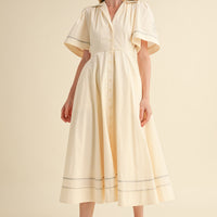 Embroidery Floral Button Down Maxi Dress