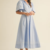 Embroidery Floral Button Down Maxi Dress