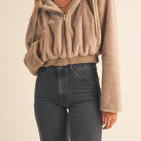 Faux Fur Hoodie Crop Jacket