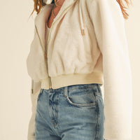 Faux Fur Hoodie Crop Jacket
