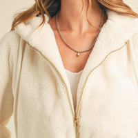 Faux Fur Hoodie Crop Jacket