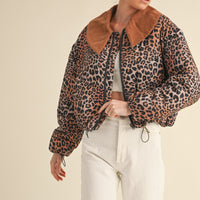 Leopard Printed Cute Collard Jacket