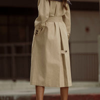 Women’s Nautical Sailor Collar Belted Cotton Trench Coat