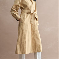 Women’s Nautical Sailor Collar Belted Cotton Trench Coat