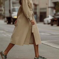 Women’s Nautical Sailor Collar Belted Cotton Trench Coat
