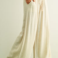 Breezy Smocked Wide Leg Linen Blend Pants