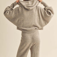 Balloon Sleeve Knit Hoodie Sweater