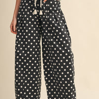 Polka Dot Pleated Barrel Pants