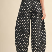 Polka Dot Pleated Barrel Pants
