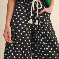 Polka Dot Pleated Barrel Pants