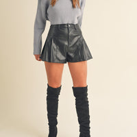 Faux Leather Flare Shorts