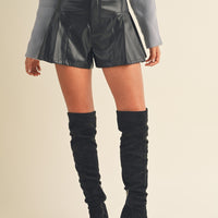 Faux Leather Flare Shorts