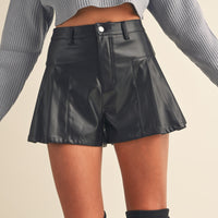 Faux Leather Flare Shorts