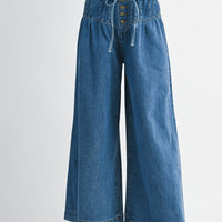 High-Waist Drawstring Wide-Leg Denim