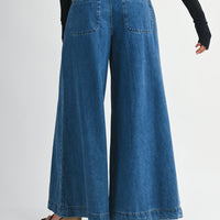 High-Waist Drawstring Wide-Leg Denim