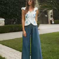 High-Waist Drawstring Wide-Leg Denim