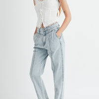 Pleated Detail Denim Jeans