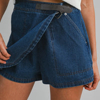 Asymmetrical Wrap Mid Rise Mini Skort