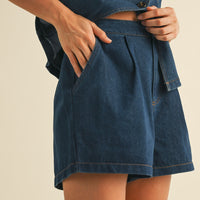 Structured Denim Vest & Shorts Set