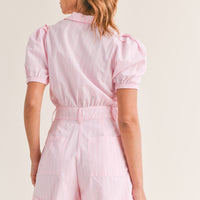 Striped Cute Collared Romper