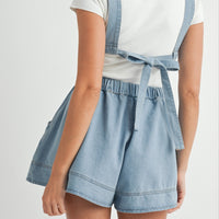 Denim Drawstring Overall Romper