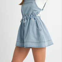Denim Drawstring Overall Romper